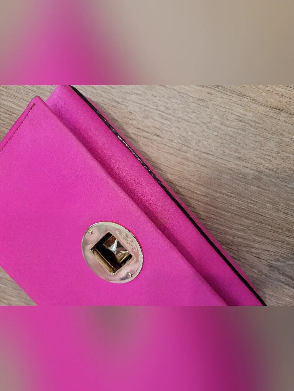 Kate Spade Pink Leather Crossbody Clutch with Gold Turn-Lock